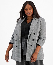 Plus Size Plaid Faux Double-Breasted Blazer, Created for Macy's  
