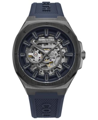 Kenneth Cole New York - Men's Automatic Blue Silicone Strap Watch 44mm