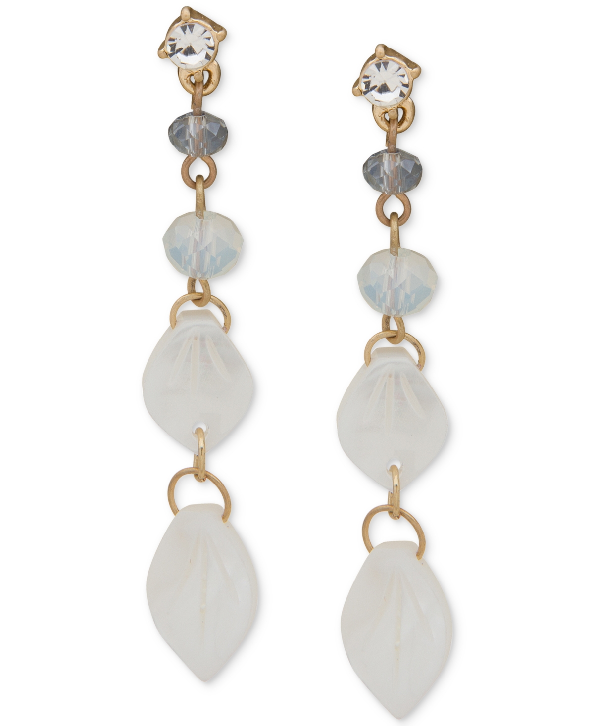 lonna & lilly Gold-Tone Crystal & Mother-of-Pearl Linear Drop Earrings