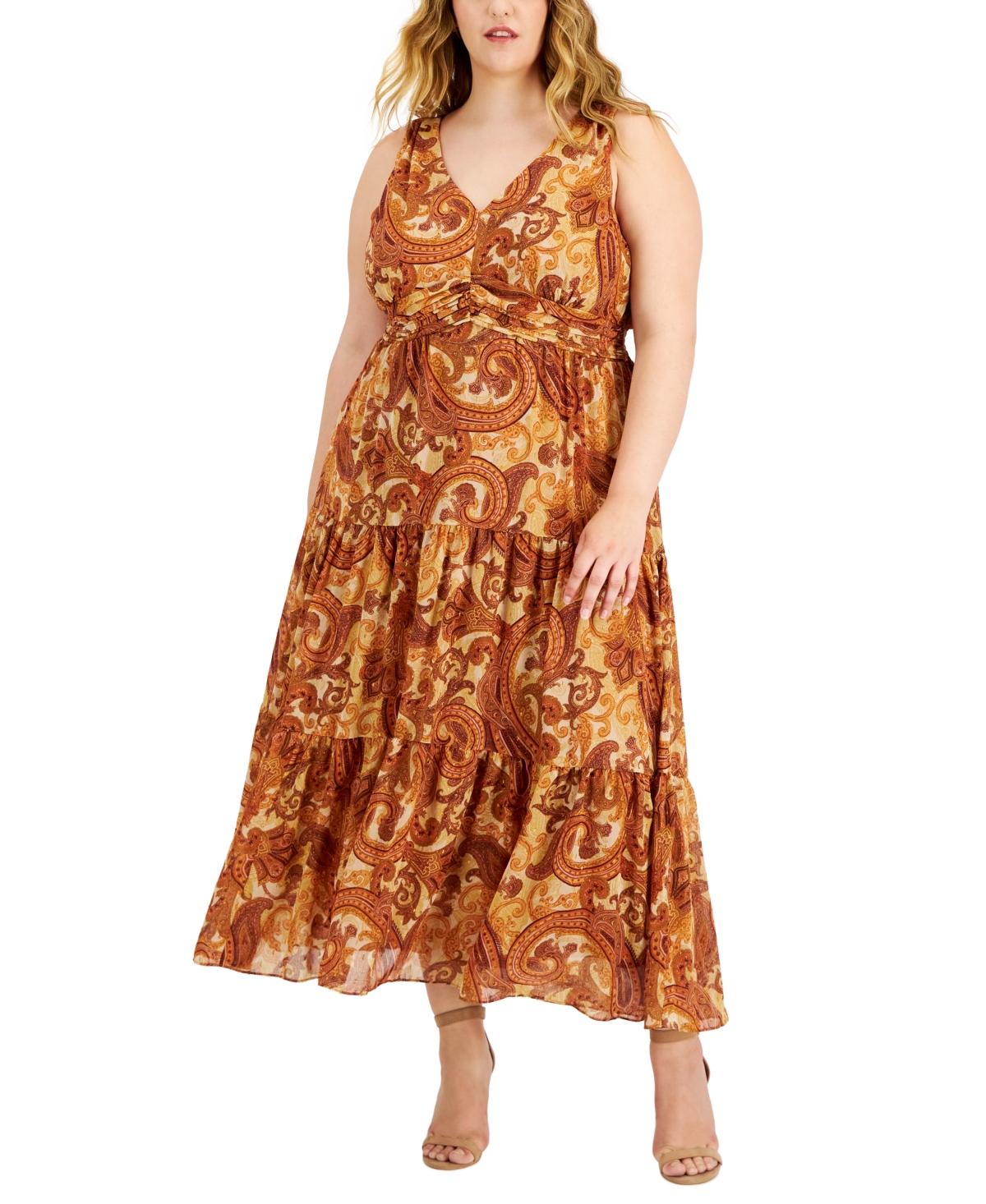 Taylor Plus Size PaisleyPrint Tiered Maxi Dress Shop Your Way