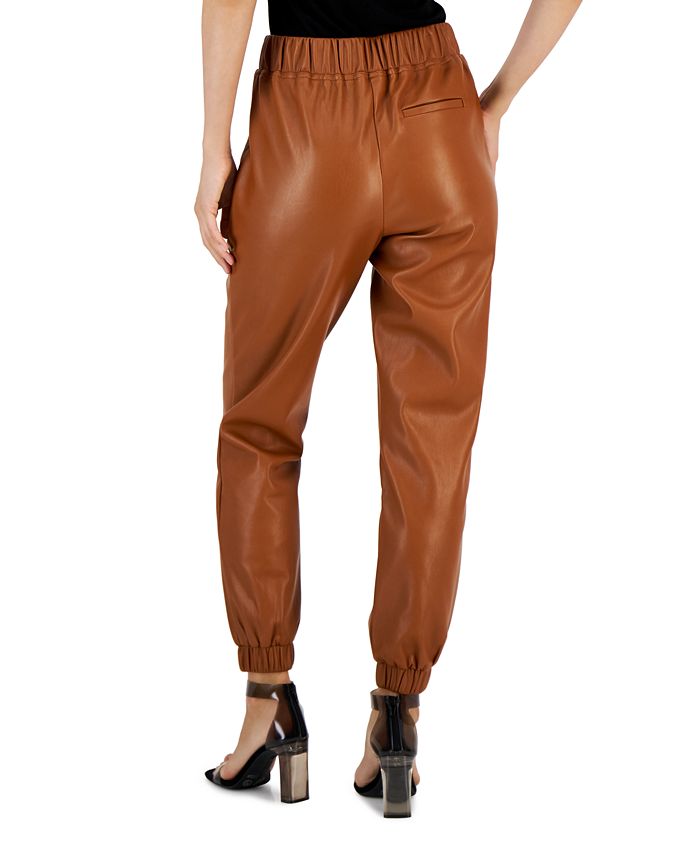 INC International Concepts Women's Faux Leather Joggers, Created for