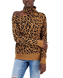 Women's Leopard Print Asymmetric Sweater, Created for Macy's