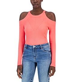 Women's Ribbed Cold-Shoulder Sweater, Created for Macy's