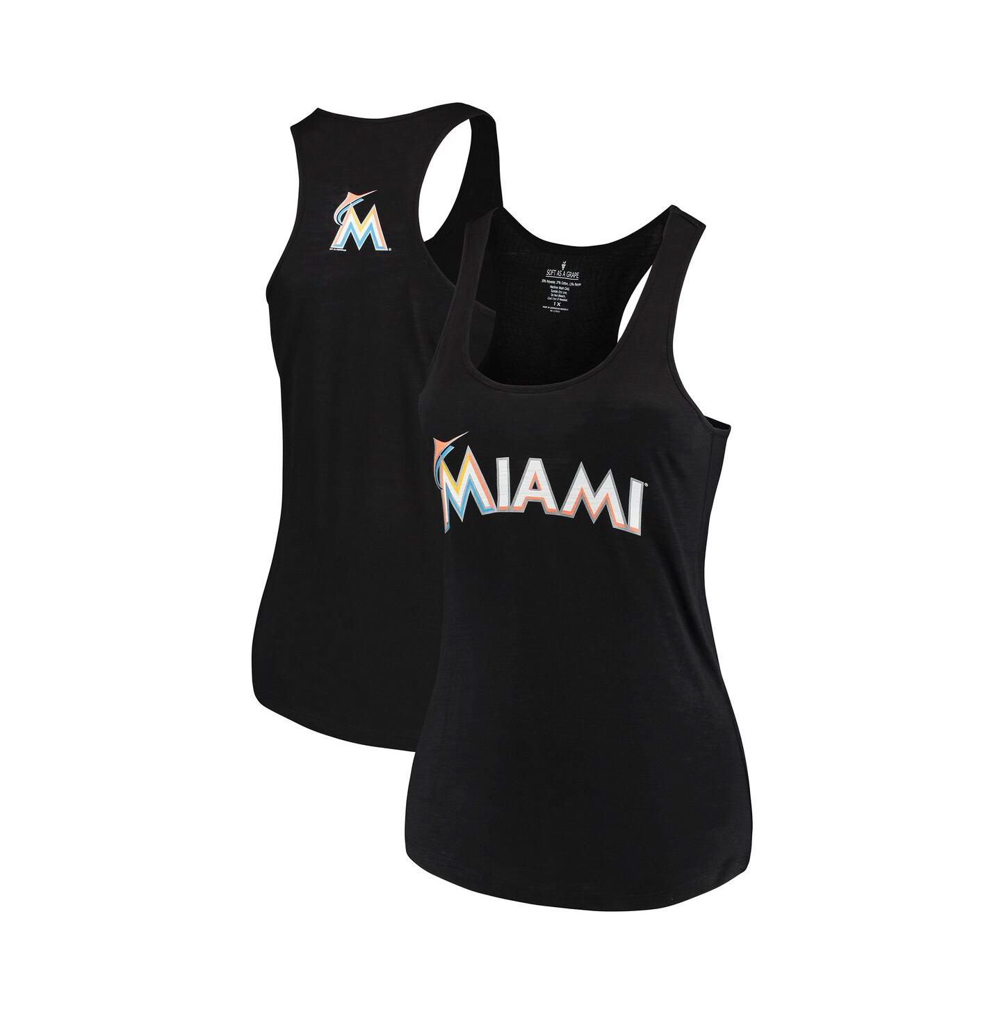 Женский топ Soft As A Grape Black Miami Marlins Plus Size Swing for the Fences Racerback — фото 1