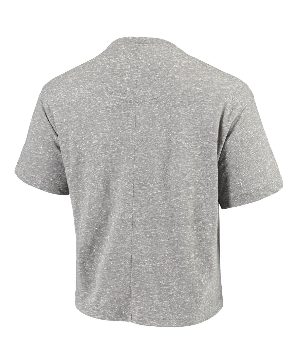 PRESSBOX WOMEN'S PRESSBOX GRAY NORTH CAROLINA TAR HEELS BISHOP TRI-BLEND KNOBI CROP T-SHIRT 