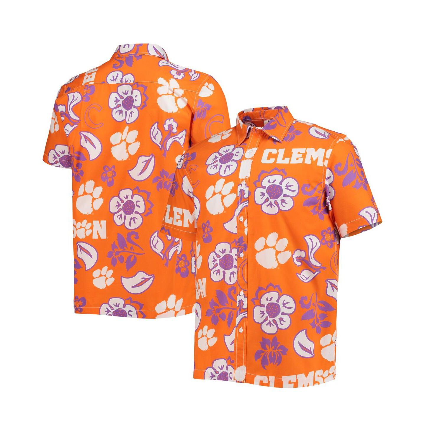 Мужская рубашка Wes & Willy Orange Clemson Tigers Floral Button-Up — фото 1
