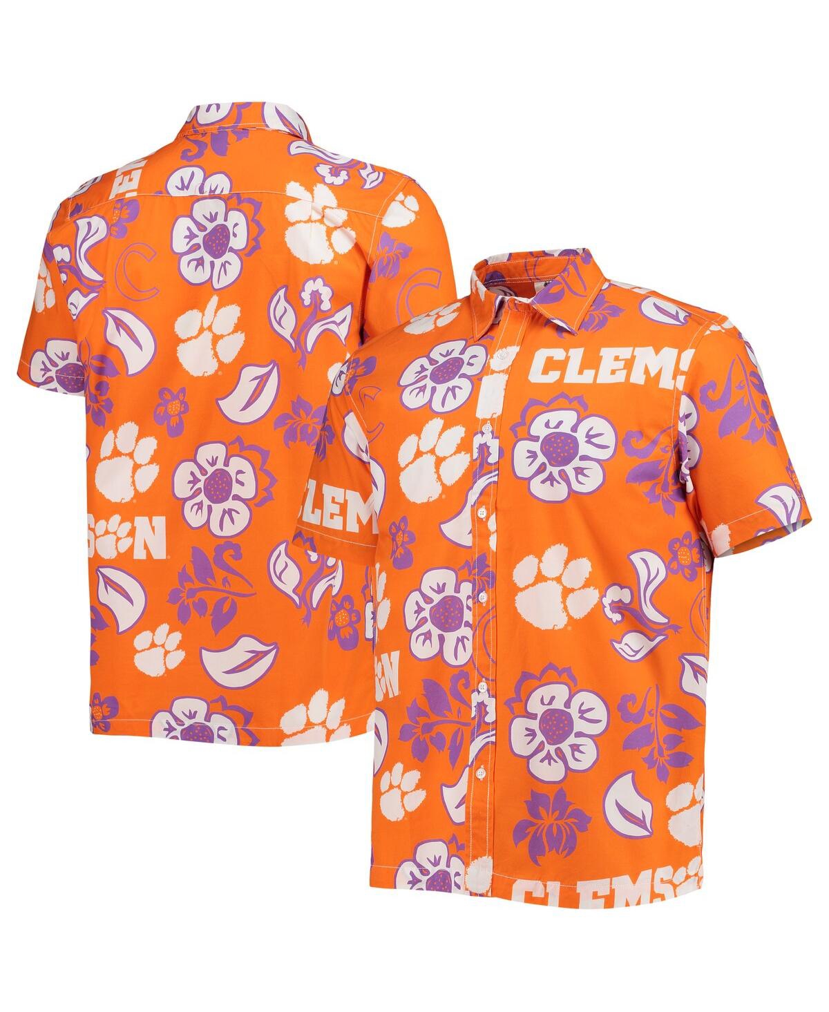 Men's Wes & Willy Orange Clemson Tigers Floral Button-Up Shirt - Orange