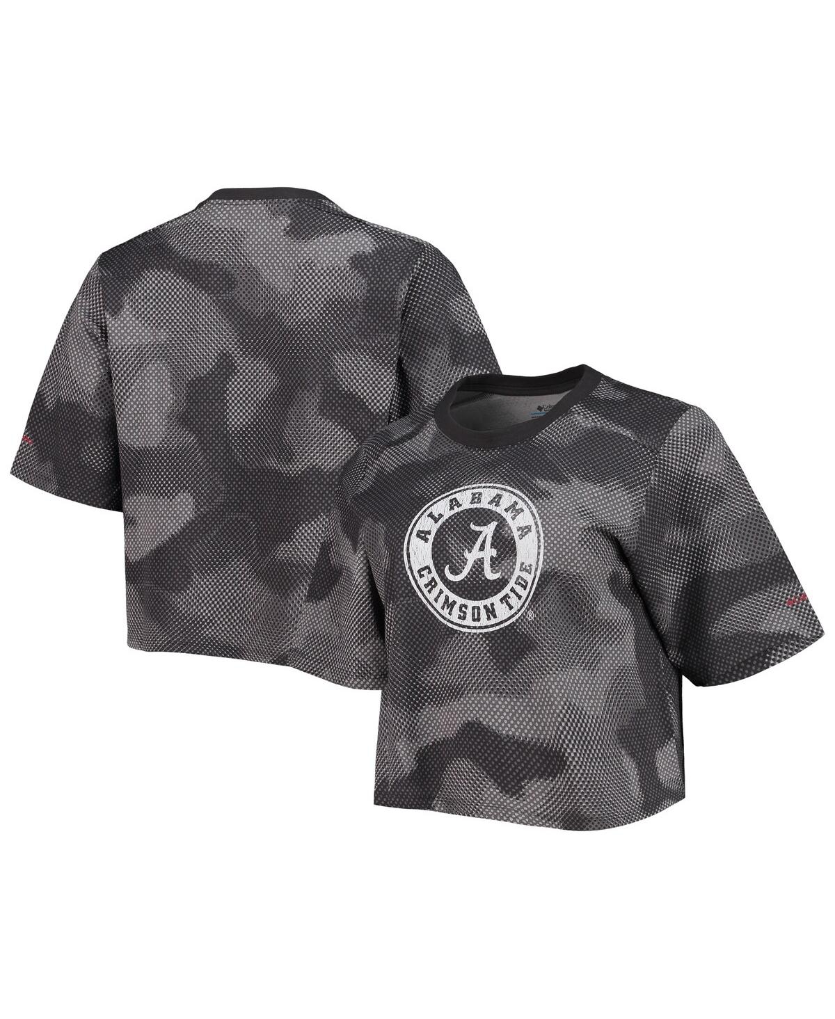 Shop Columbia Women's  Gray And Black Alabama Crimson Tide Park Camo Boxy T-shirt In Gray,black