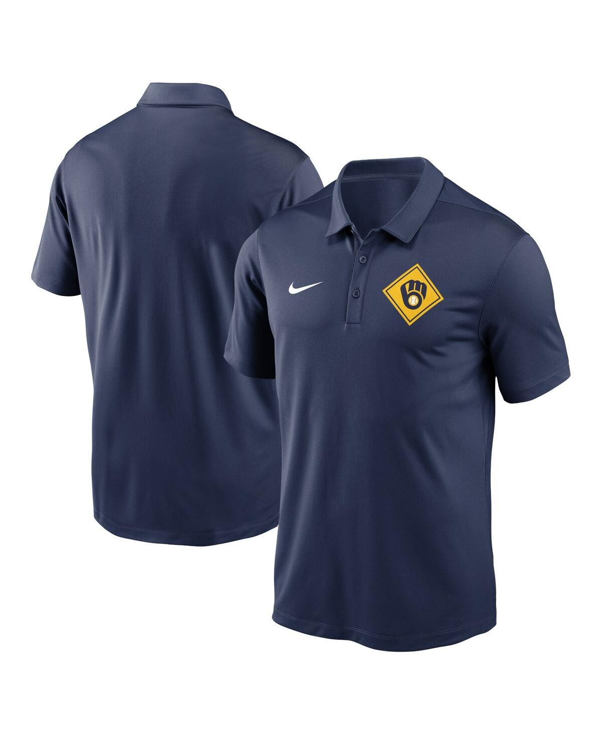 Shop Nike Men's  Navy Milwaukee Brewers Diamond Icon Franchise Performance Polo Shirt