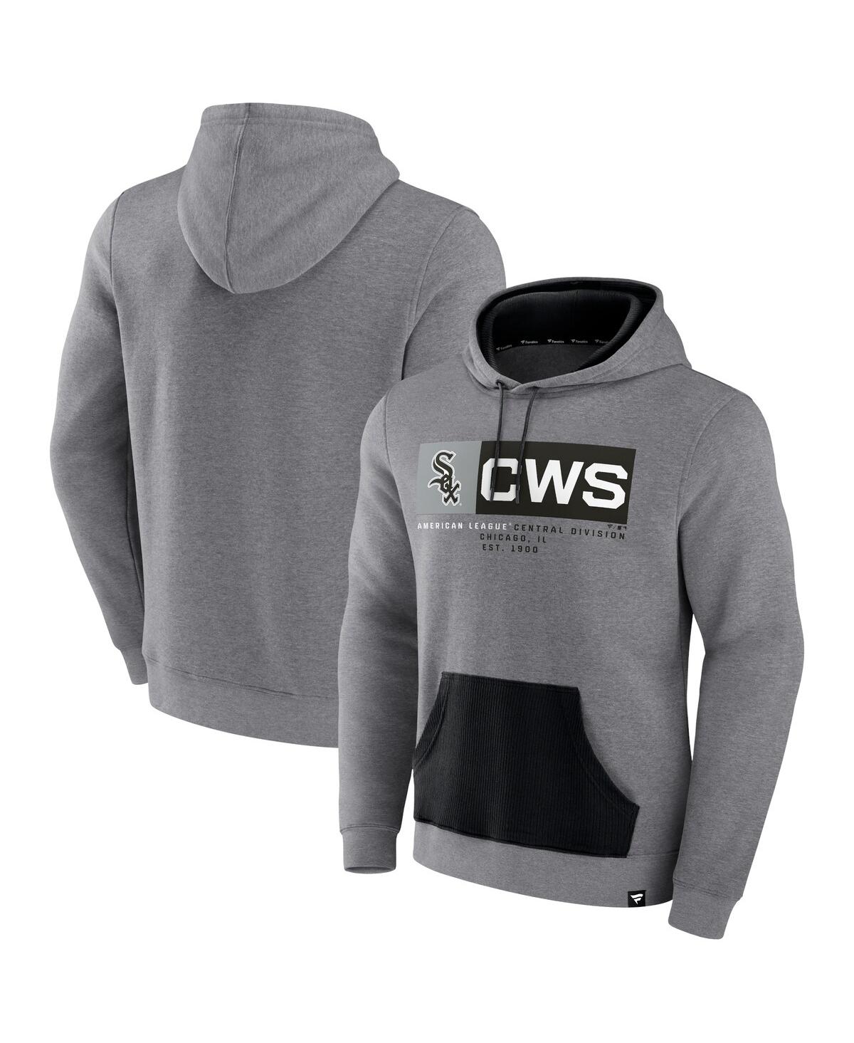 Shop Fanatics Men's  Heathered Gray, Black Chicago White Sox Iconic Steppin Up Fleece Pullover Hoodie In Heathered Gray,black