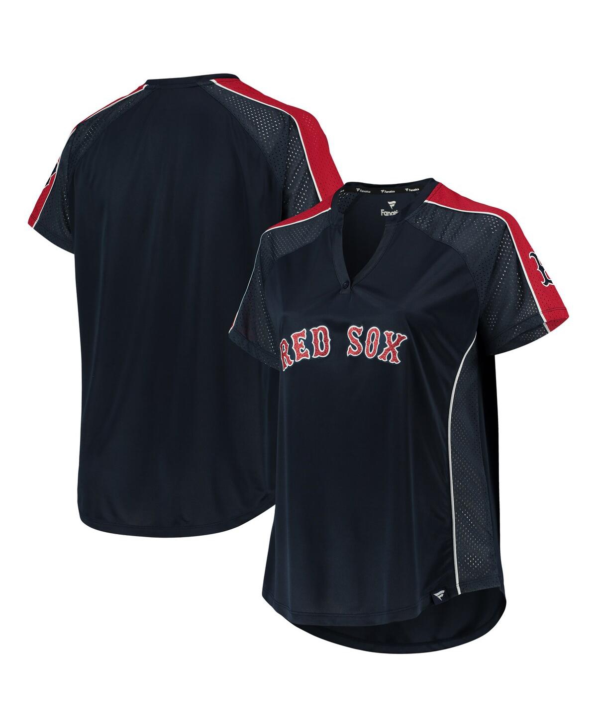 Women's Navy Boston Red Sox Plus Size Raglan T-Shirt