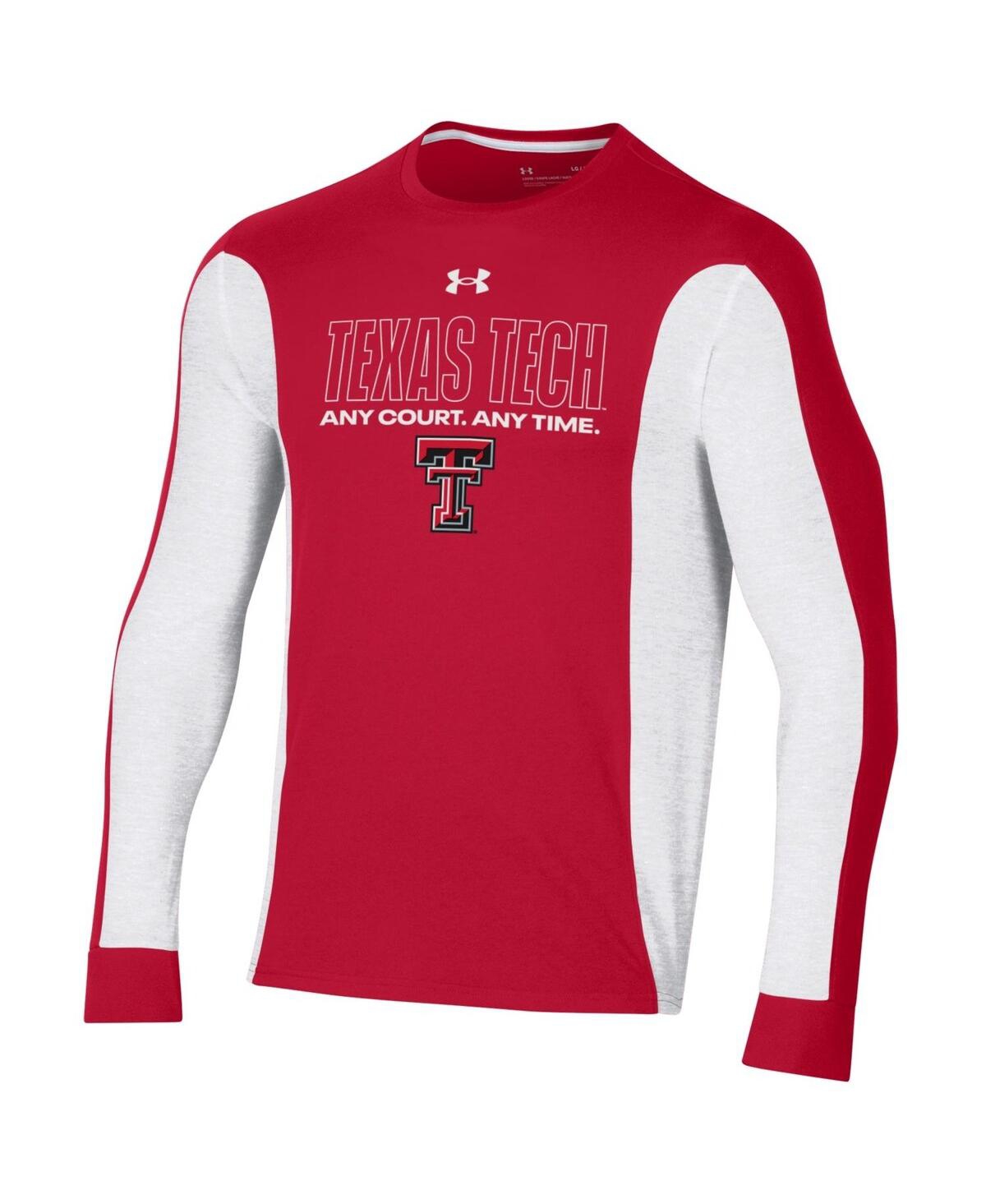 Shop Under Armour Men's  Red Texas Tech Red Raiders On-court Shooter Bench Long Sleeve T-shirt