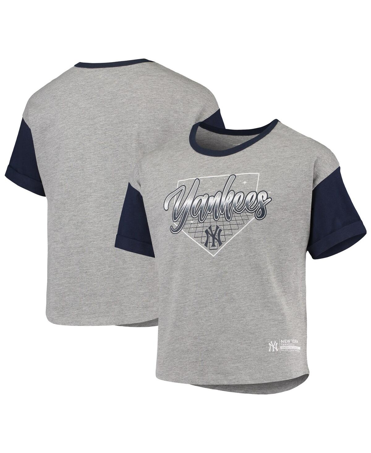 Outerstuff Kids' Big Girls Heathered Gray New York Yankees Bleachers T-shirt