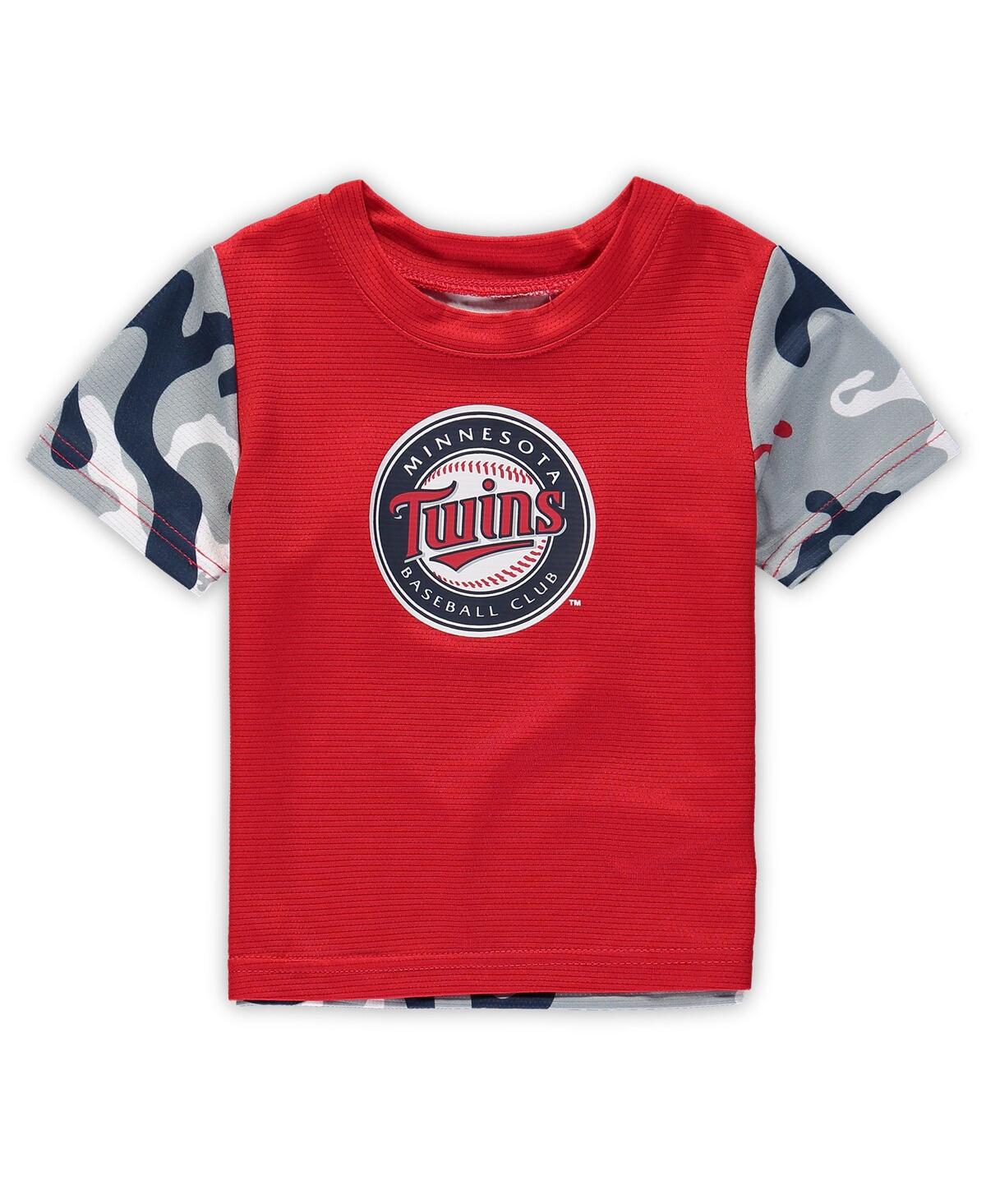 Outerstuff Newborn And Infant Boys And Girls Red, Navy Minnesota Twins Pinch Hitter T-shirt And Shorts Set In Red,navy