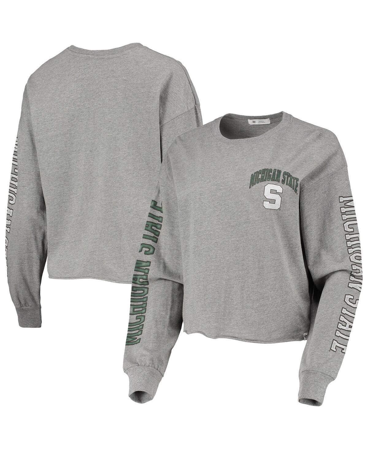 Shop 47 Brand Women's '47 Heathered Gray Michigan State Spartans Ultra Max Parkway Long Sleeve Cropped T-shirt