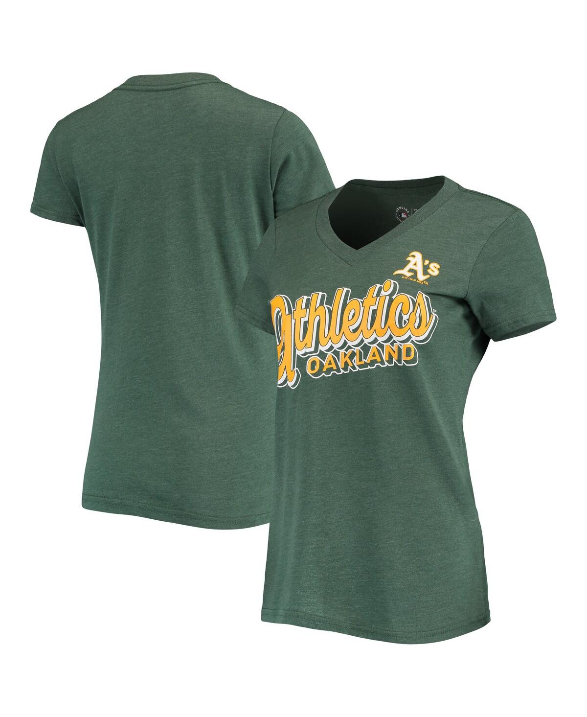 G-iii 4her By Carl Banks Women's  Green Oakland Athletics First Place V-neck T-shirt