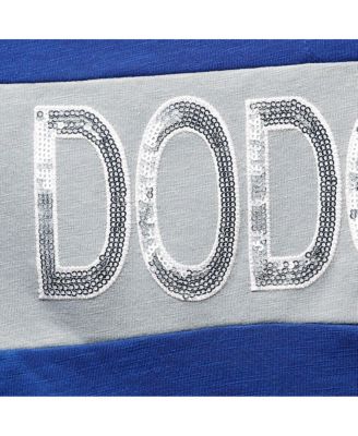 Women's Royal and Gray Los Angeles Dodgers Lead Off Notch Neck T-shirt