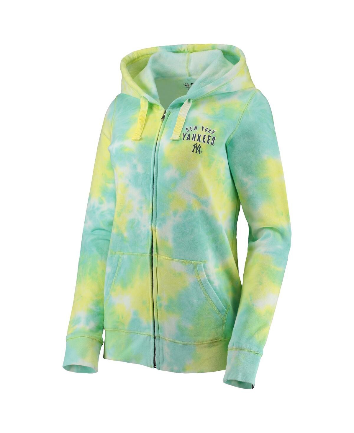 Shop New Era Women's  White New York Yankees Tie-dye Full-zip Hoodie