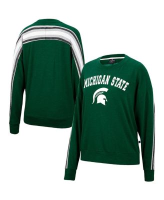 Women's Heathered Green Michigan State Spartans Team Oversized Pullover Sweatshirt