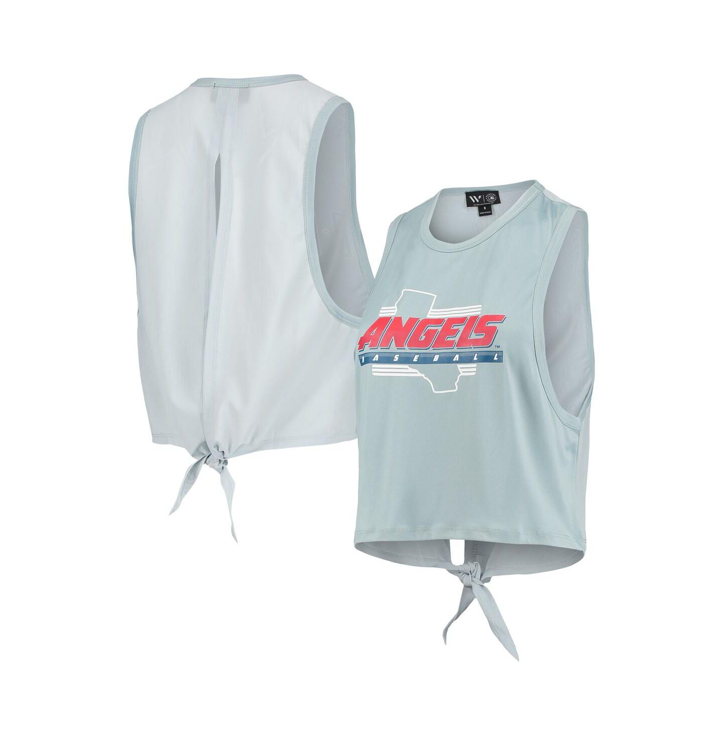 Женский топ The Wild Collective Light Blue Los Angeles Angels Open Back Twist-Tie — фото 1