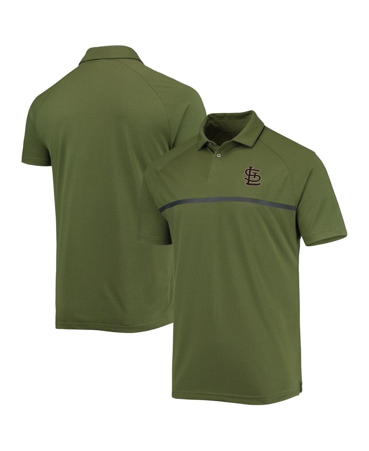 Men's LevelWear Olive St. Louis Cardinals Delta Sector Raglan Polo Shirt - Olive