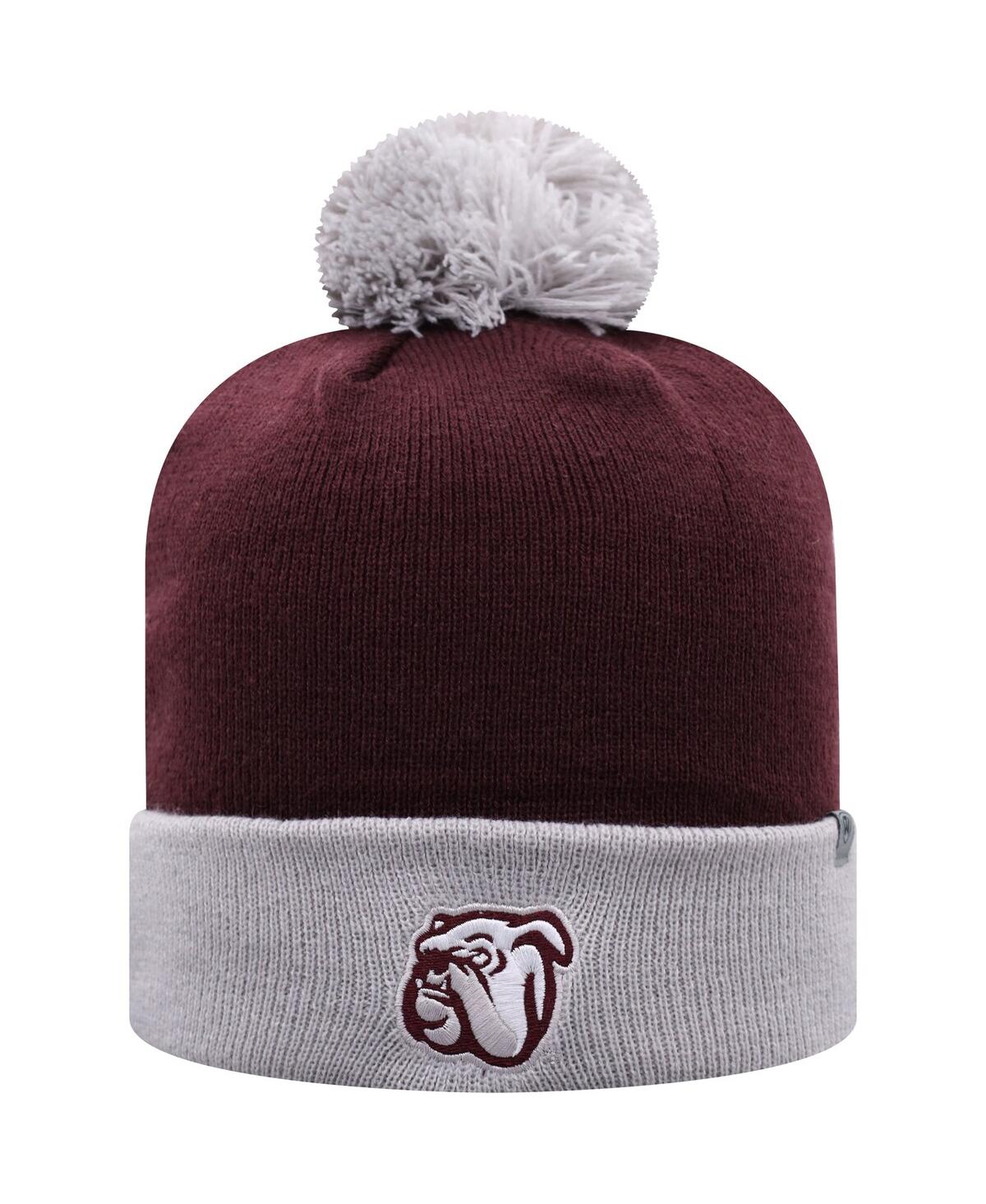Men's Top of The World Gray Mississippi State Bulldogs Core 2-Tone Cuffed Knit Hat with Pom - Gray