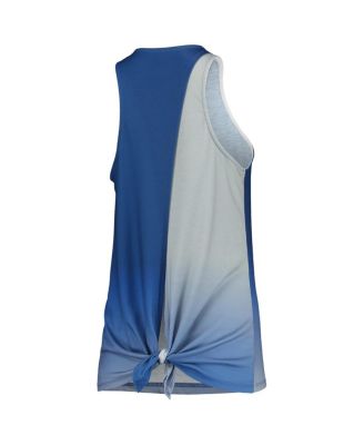 Women's Royal Los Angeles Dodgers Gradient Tie-Back Racerback Tank Top