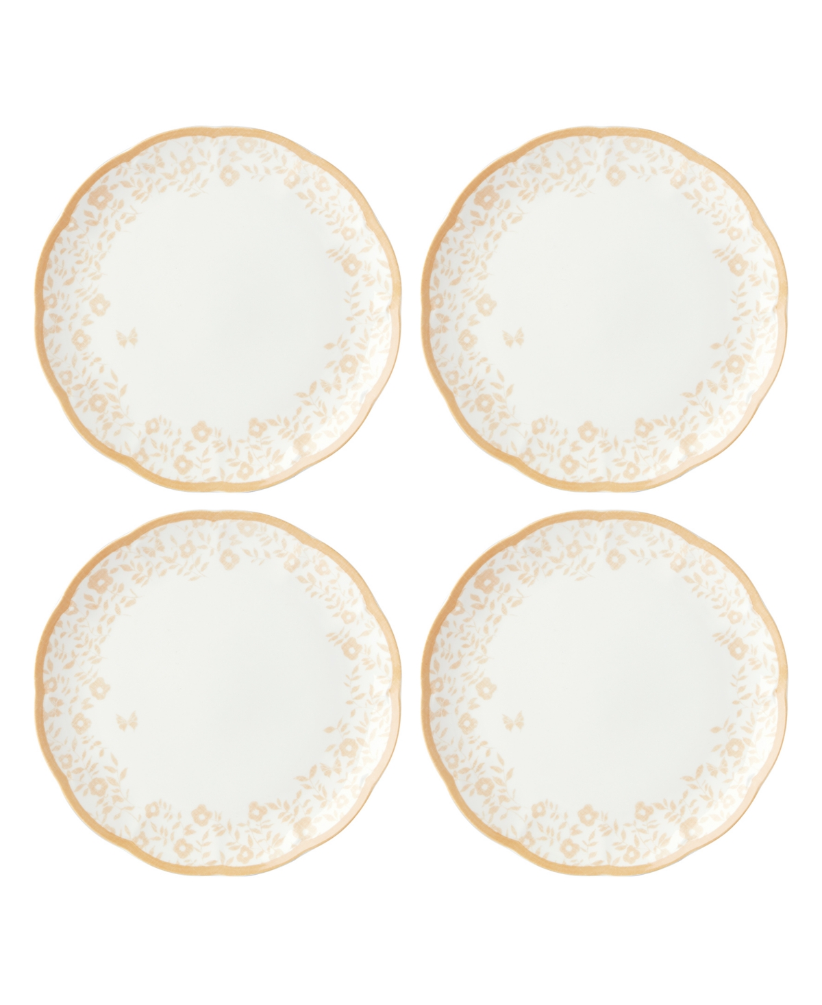 Lenox Butterfly Meadow Cottage Dinner Plate Set, Set Of 4 In Goldenrod Hue