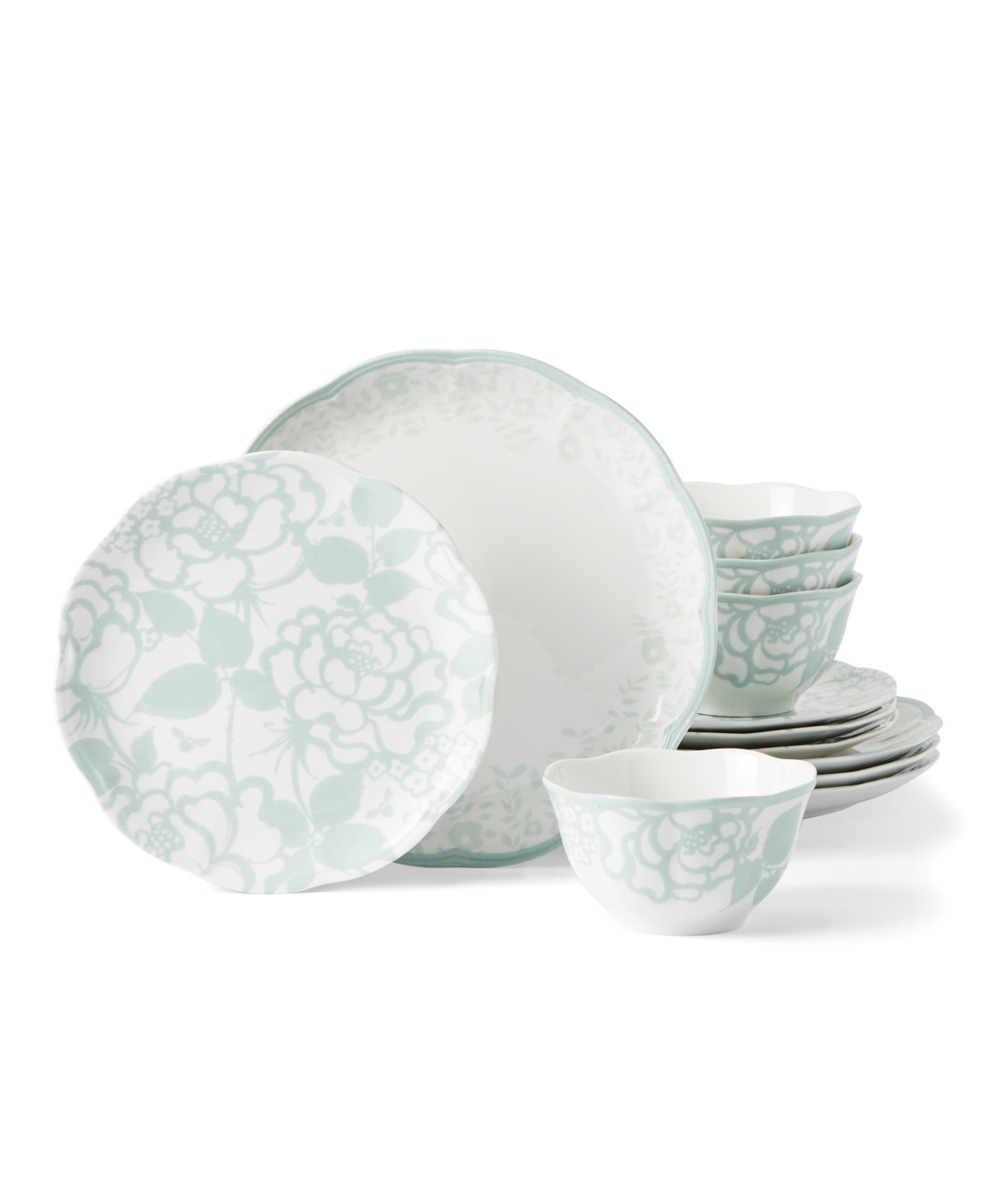 Butterfly Meadow Cottage 12 Pc. Dinnerware Set, Service for 4 - cornflower hue