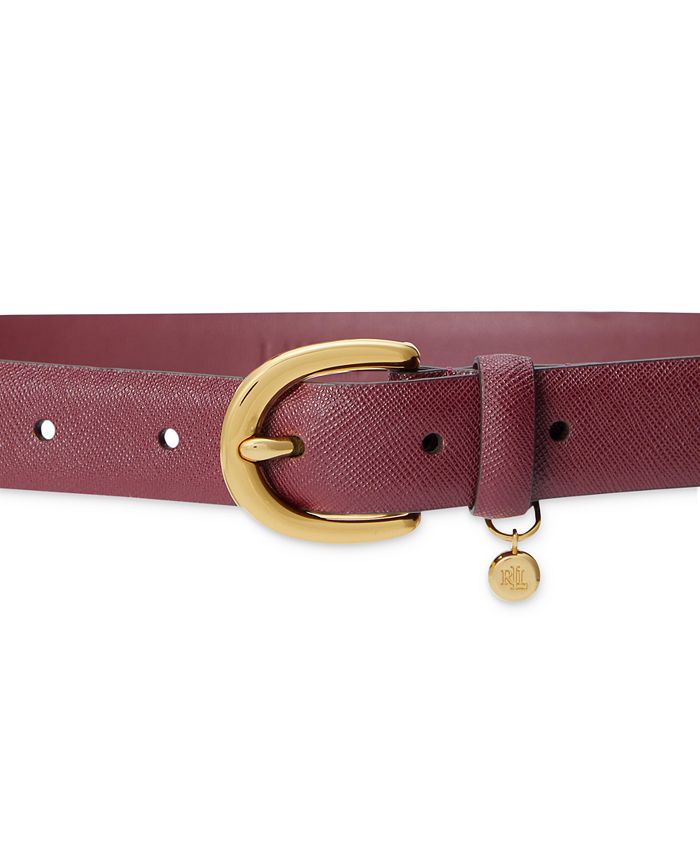 Lauren Ralph Lauren Women's Charm Crosshatch Leather Belt - Macy's