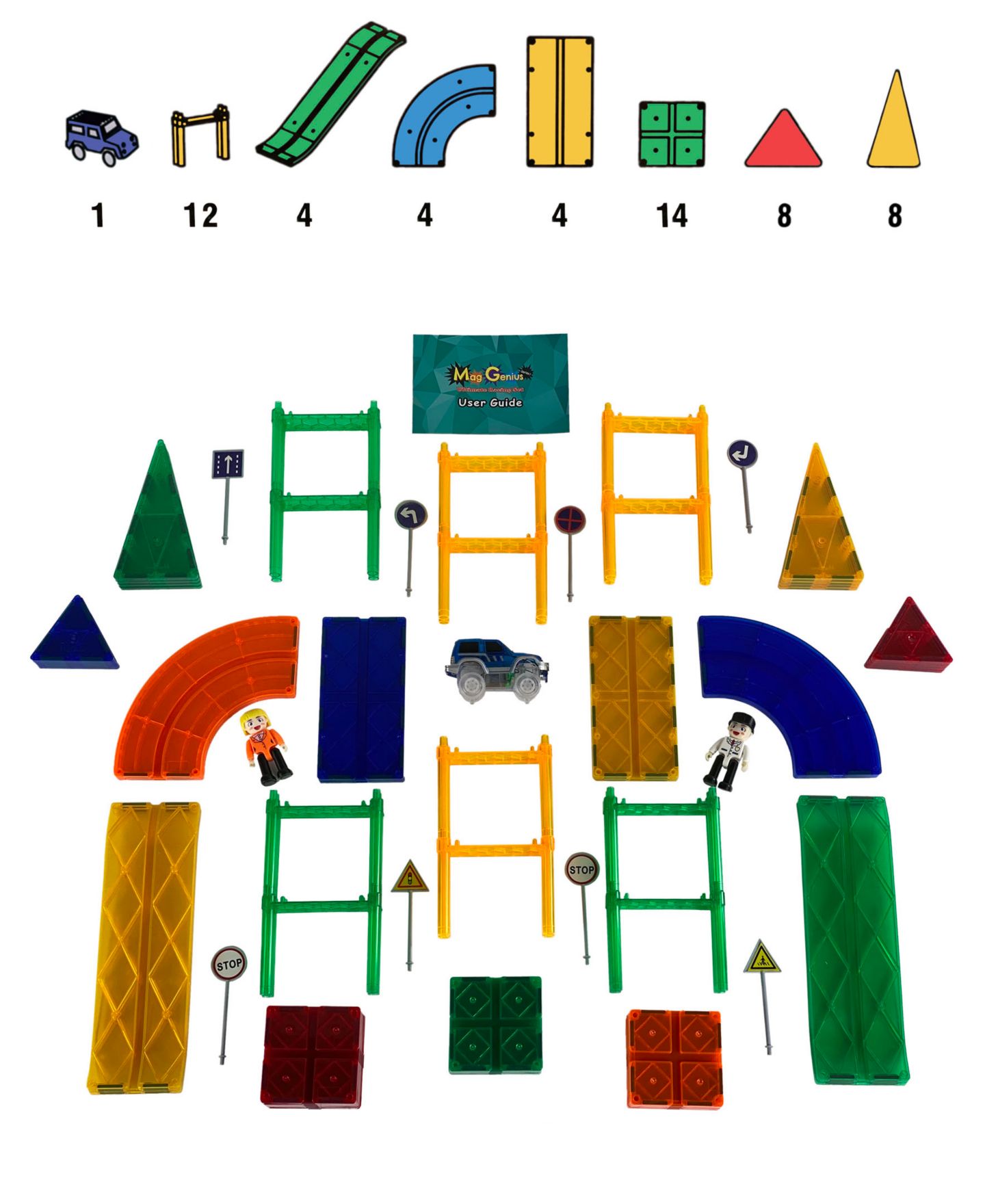 Детский конструктор Mag-Genius Magnetic Racing 55-Piece Building Set, Ages 3+ — фото 4
