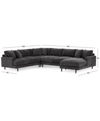 CLOSEOUT! Mariyah Fabric 4-Pc. Sectional with Chaise, Created for Macy's
