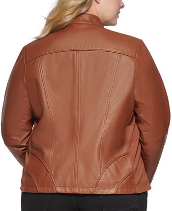 GUESS Women s Plus Size Faux Leather Moto Jacket Macy s