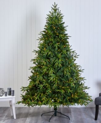 Colorado Mountain Fir Natural Look Artificial Christmas Tree with Lights and Tips, 84"