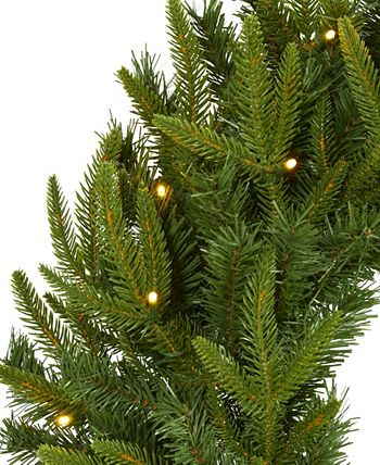Nearly Natural Long Pine Artificial Christmas Wreath with Lights, 24 ...
