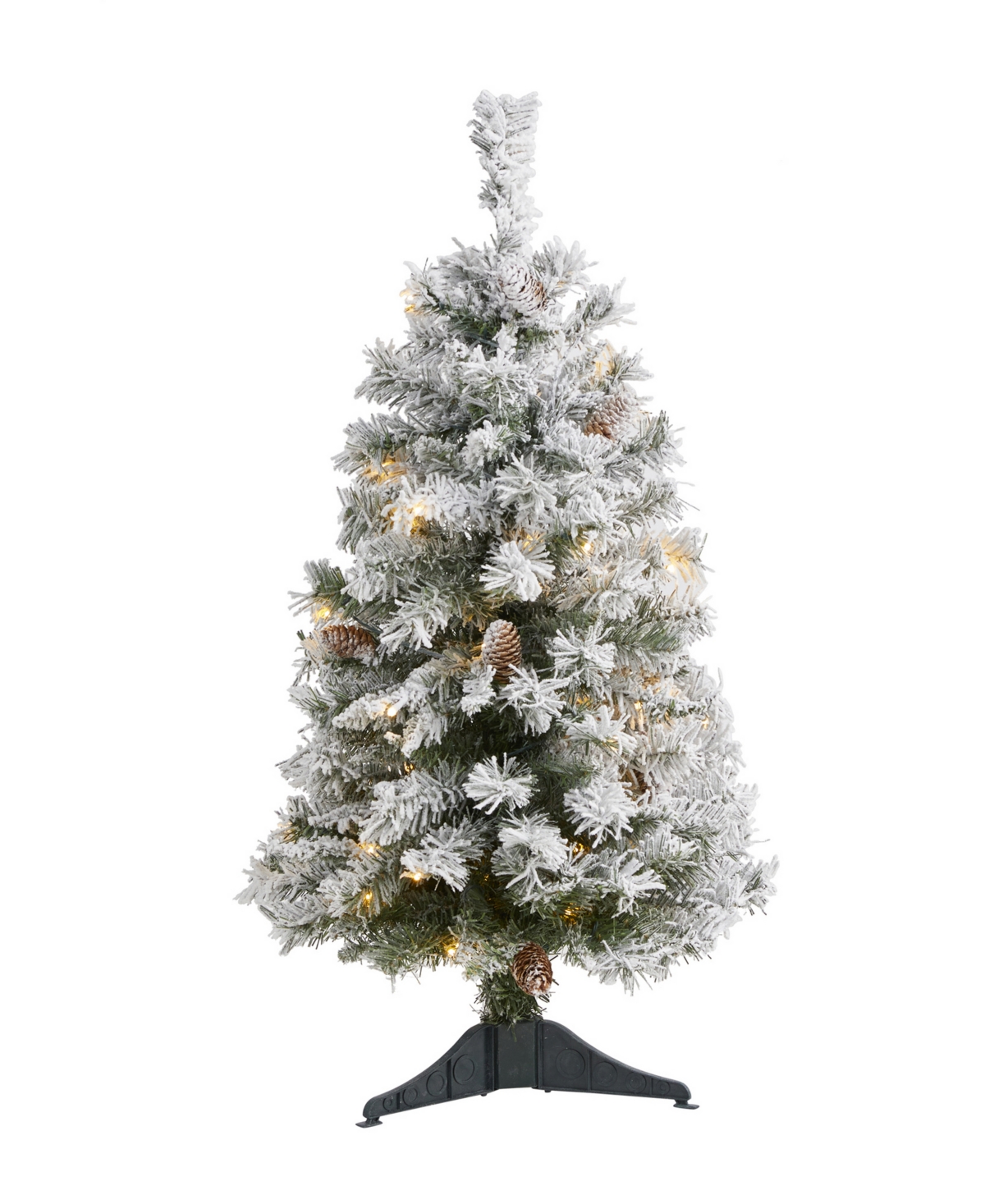 Flocked White River Mountain Pine Artificial Christmas Tree with Pinecones and Lights,