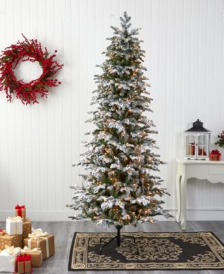 Nearly Natural Flocked North Carolina Fir Artificial Christmas Tree ...