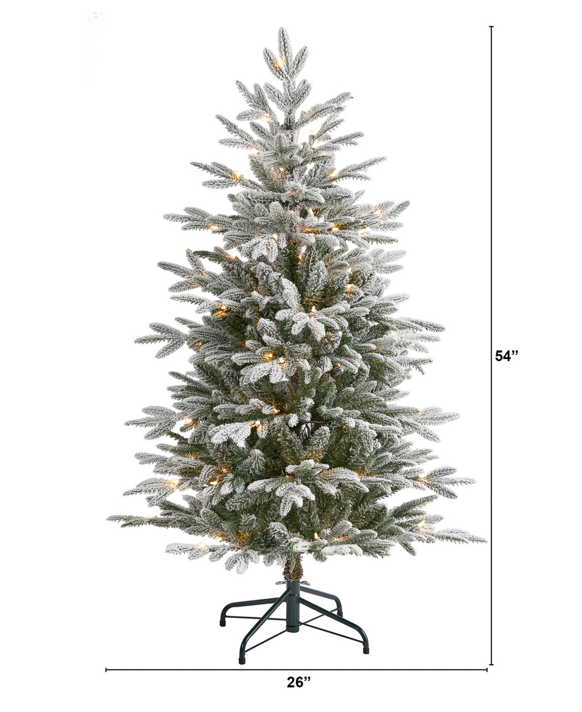 Flocked Manchester Spruce Artificial Christmas Tree with Lights and Bendable Branches,