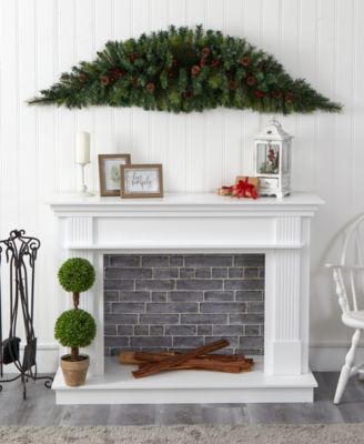 Artificial Christmas Swag with Lights, Berries and Pinecones, 72"