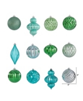 Holiday Lux Shatter-Resistant 12 Piece Christmas Tree Ornament Set with Re-Useable Box - Multi