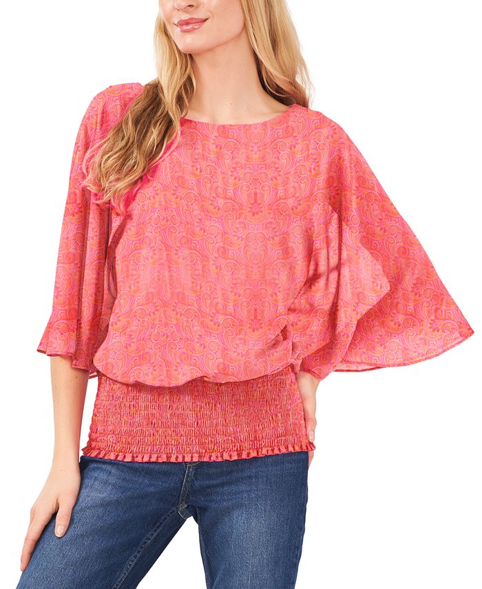 Smocked waist hot sale blouse