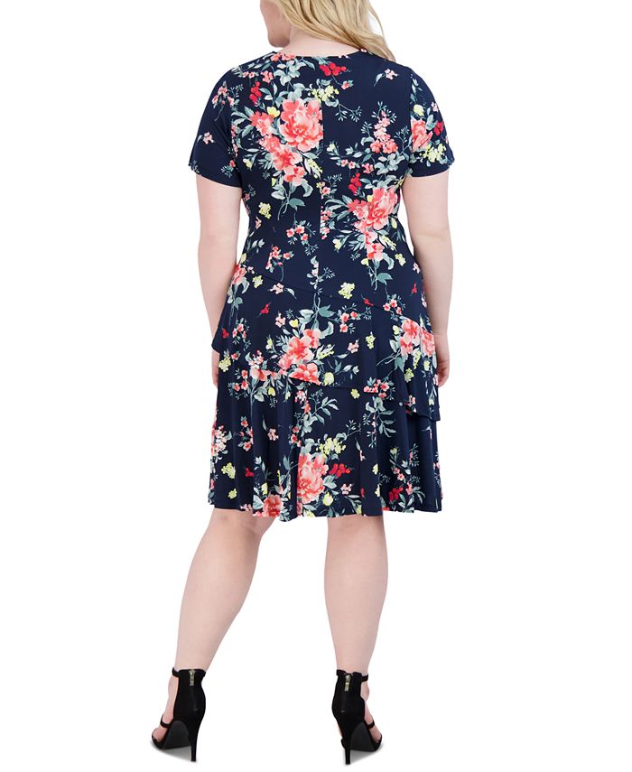 Robbie Bee Plus Size Tiered Asymmetrical Dress - Macy's