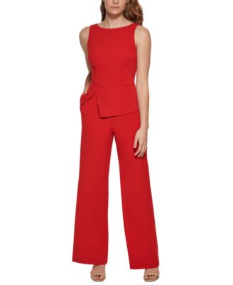 macy's calvin klein red jumpsuit