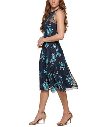 NEW Vince Camuto dress blue floral sleeveless 20W $168 designer NWT