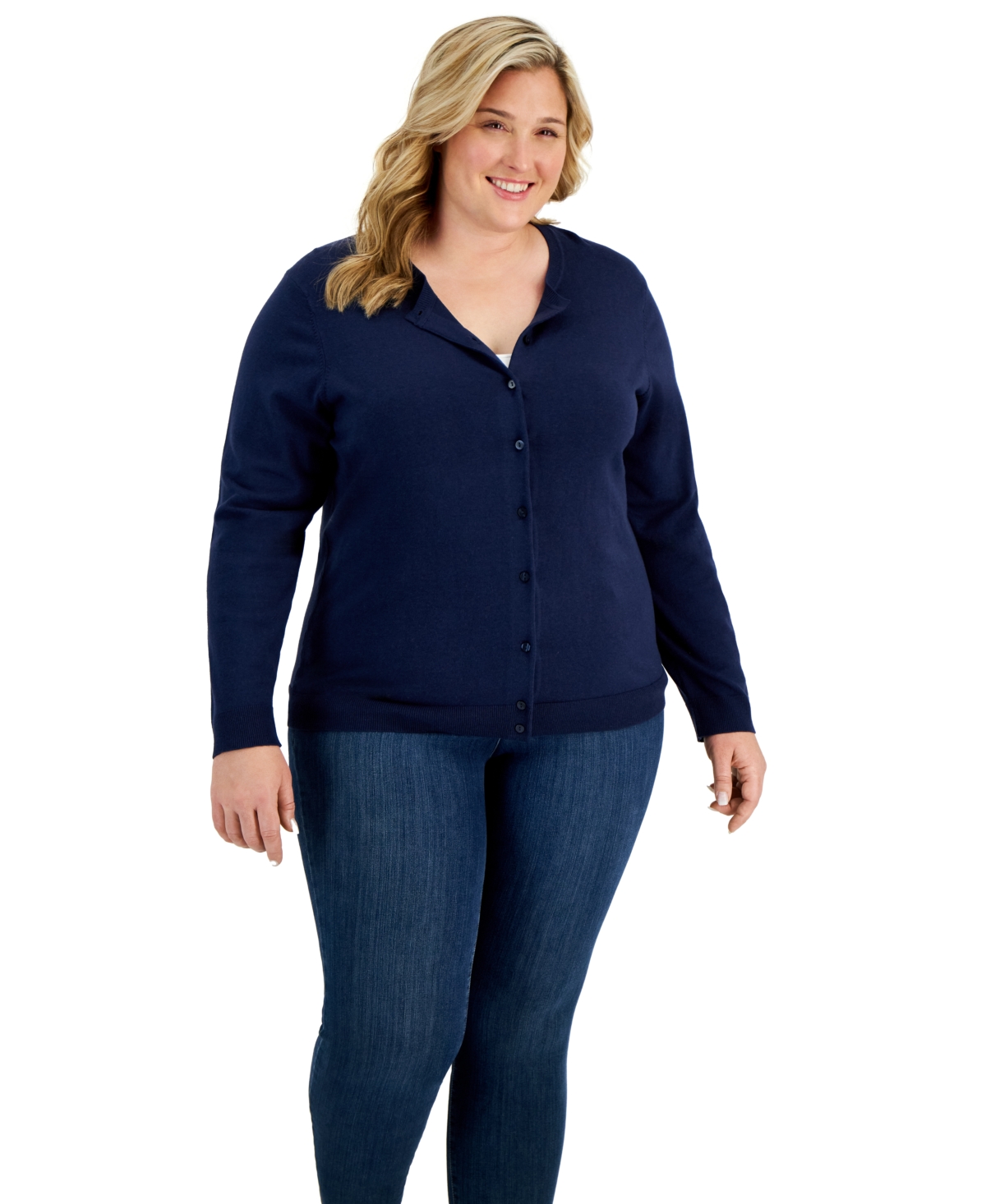 Plus Size Cardigan, Created for Macy's - Intrepid Blue