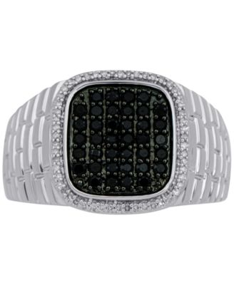 Men's Black & White Diamond Ring (3/4 ct. t.w.) in Sterling Silver