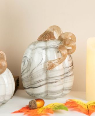 Faux Marble Glass Pumpkin Gourd Set, 3 Piece