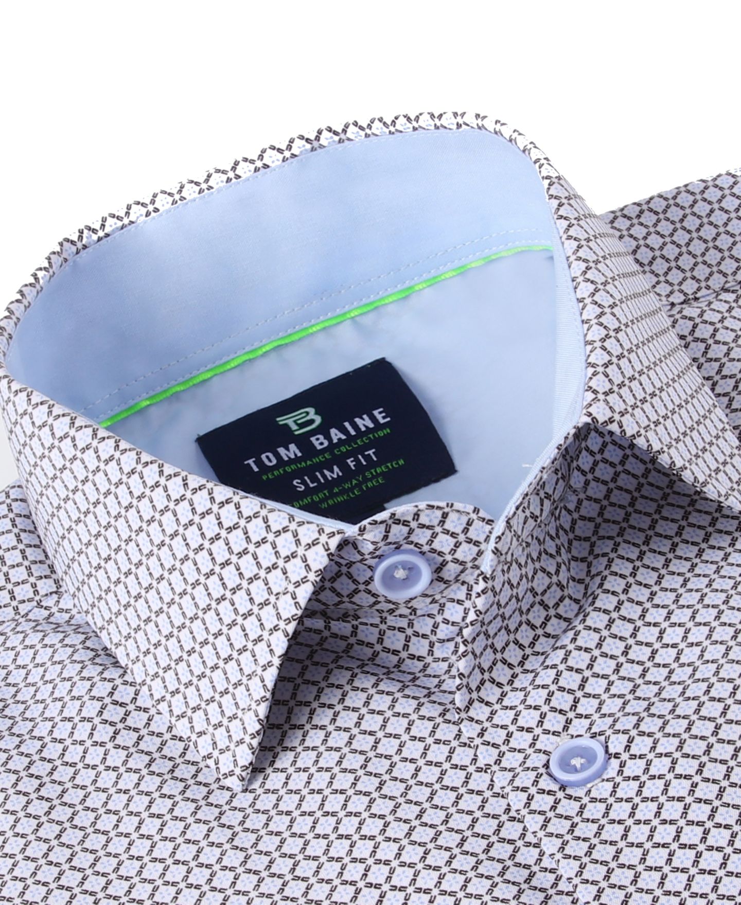 Мужская рубашка Tom Baine Slim Fit Short Sleeve Performance Button Down Dress Shirt, цвет: Белый — фото 2