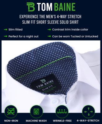 Men's Slim Fit Short Sleeve Performance Button Down Dress Shirt