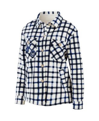 Women's Oatmeal Toronto Maple Leafs Plaid Button-Up Shirt Jacket